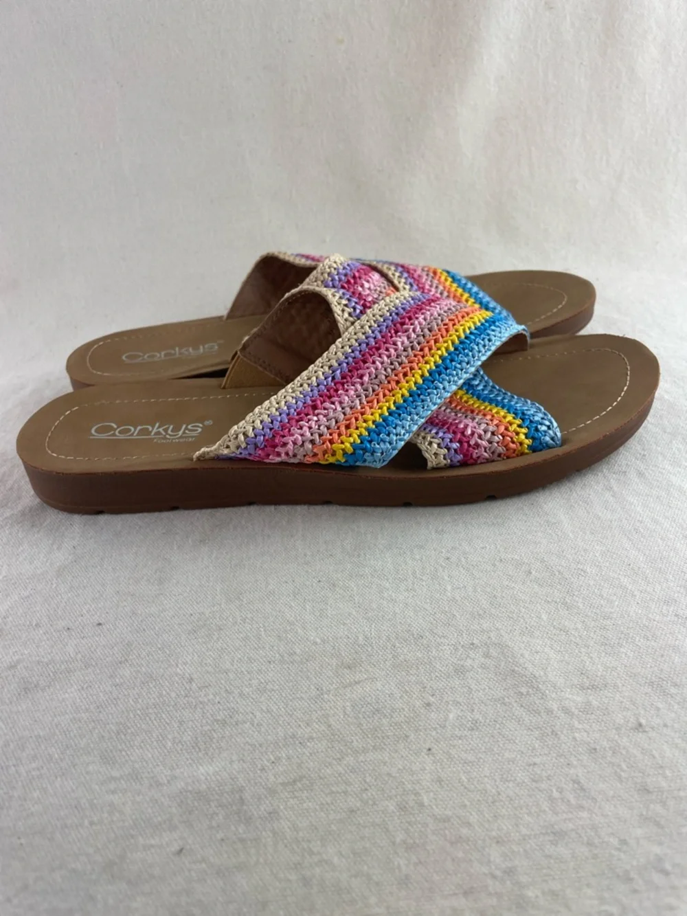 Corkys Crochet Crossover Slide Sandals Size 10